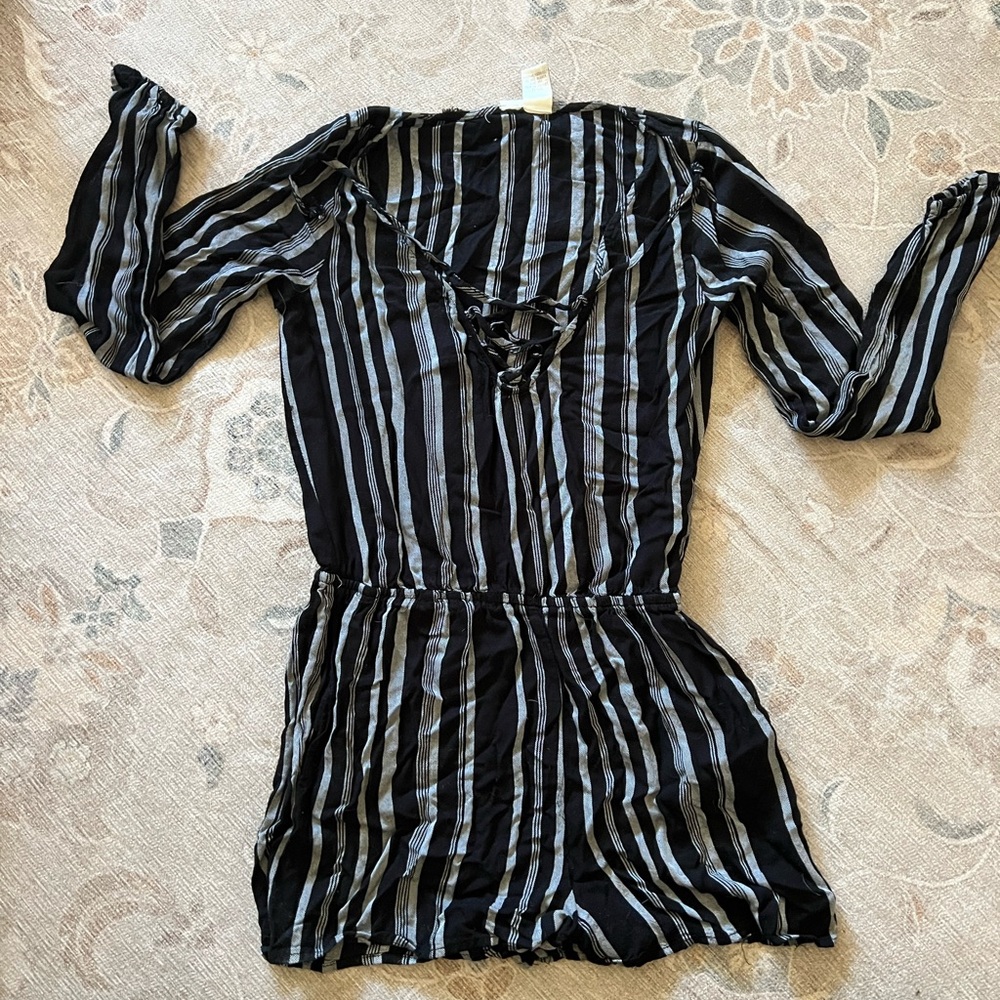 Black and white striped romper